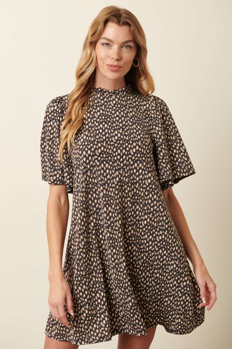 mittoshop - Wholesale Dress - Women's - ANIMAL PRINT RUFFLE MOCK NECK MINI DRESS10