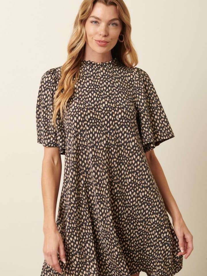 mittoshop - Wholesale Dress - Women's - ANIMAL PRINT RUFFLE MOCK NECK MINI DRESS10