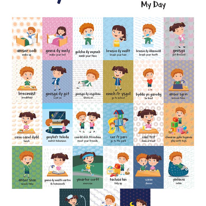 A2 Fy Niwrnod//My Day Welsh Language Print pour enfants pour la vente par Max Rocks