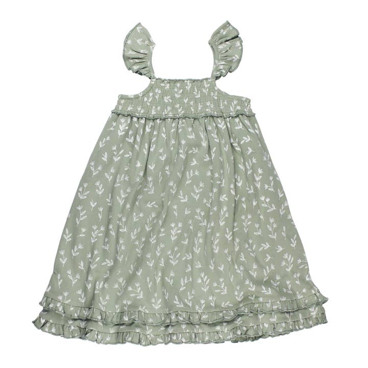 Seafoam Bloom | Kids' Organic Smocked Summer Dress for wholesale by L'ovedbaby