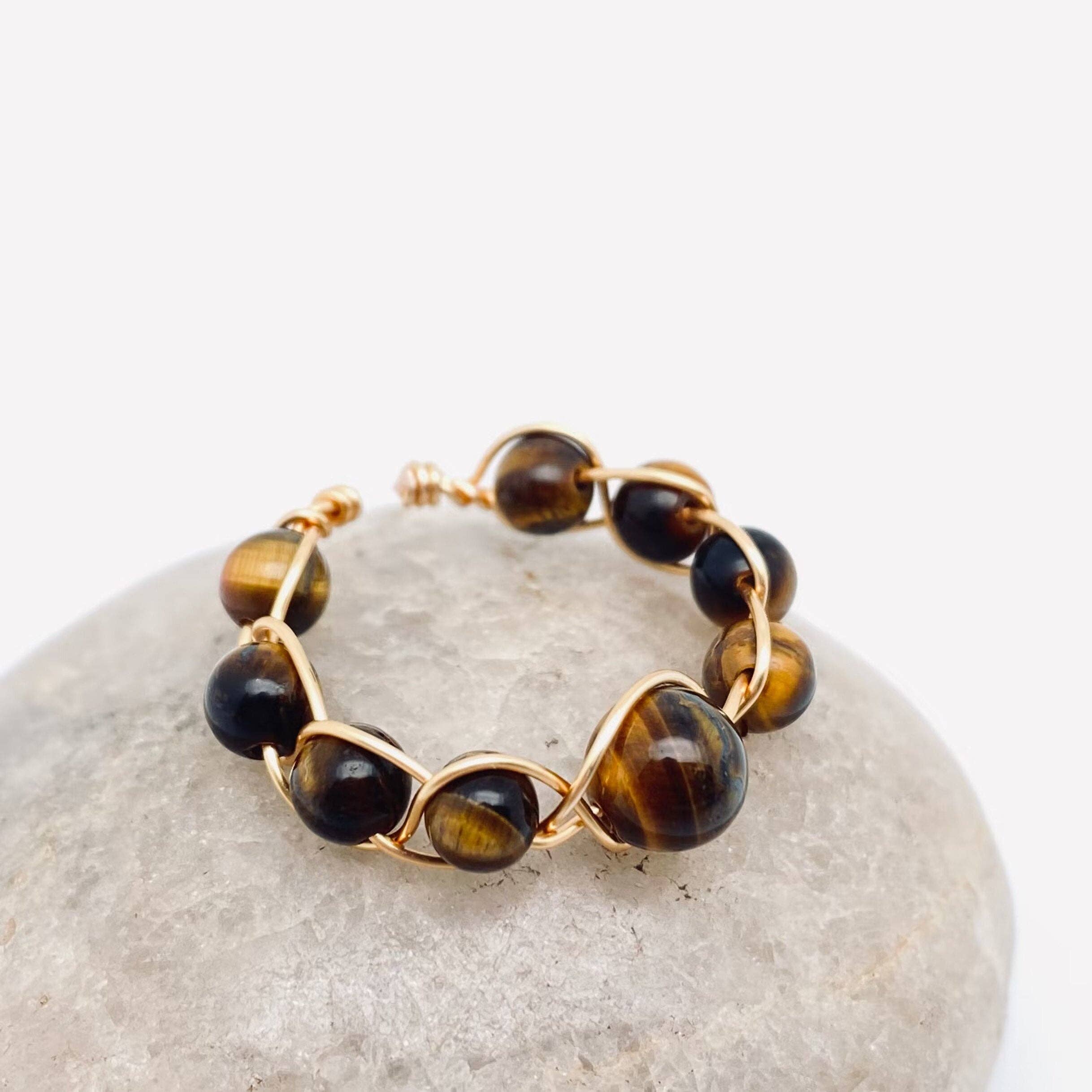 Mio Queena - Wholesale Cocktail/Statement Ring - Copper Wire Hand-woven Natural Stone Adjustable Ring24