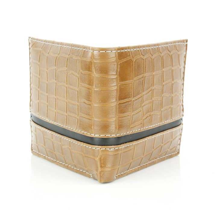 Leather Impressions Inc - Wholesale Wallet - Men's - Crocodile Embossed Vegan Wallet with Solid Band VL 90412