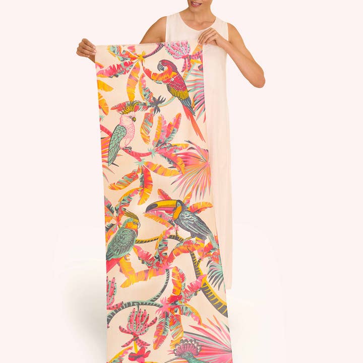 Pink Cotton Scarf - Tropical Paradise for wholesale on Faire1