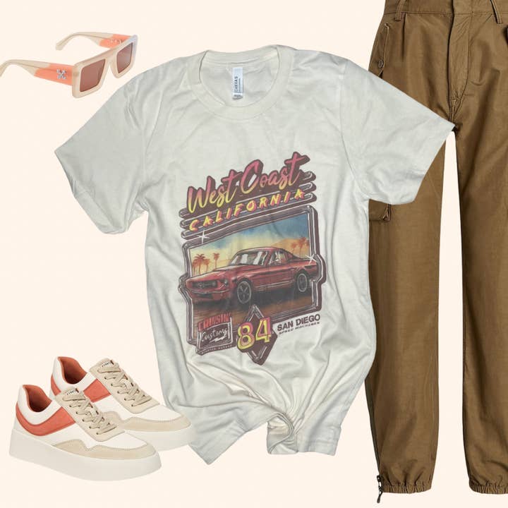 West Coast Graphic T-shirt ( Vintage Feel ) Band Tee for wholesale by SQB