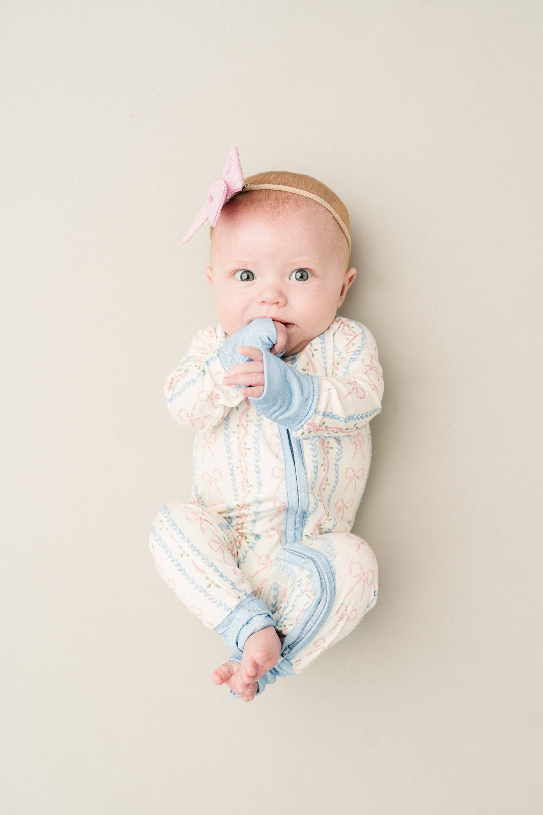 Little One Shop - Wholesale Sleepsuit - Baby - Dainty Bows Bamboo Sleeper2