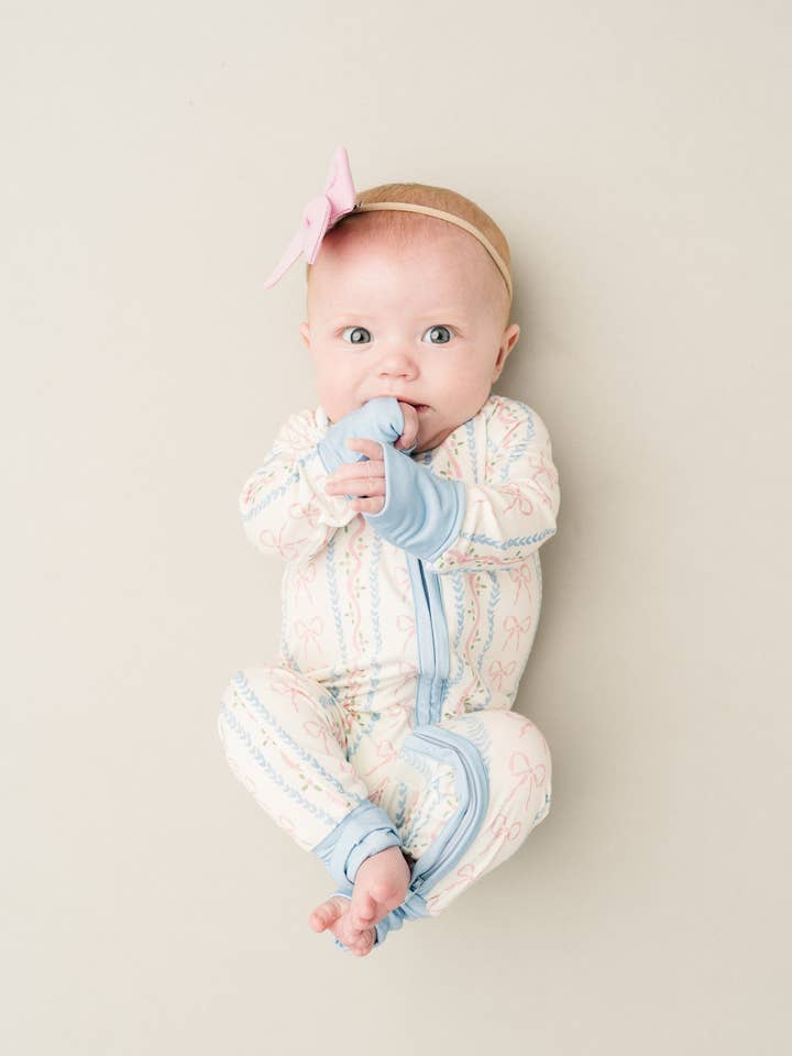 Little One Shop - Wholesale Sleepsuit - Baby - Dainty Bows Bamboo Sleeper2