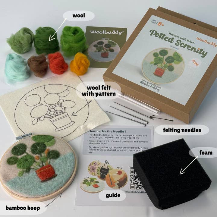 Woolbuddy - Wholesale DIY Craft Kit - Wool Painting Kit: Potted Serenity Plant3