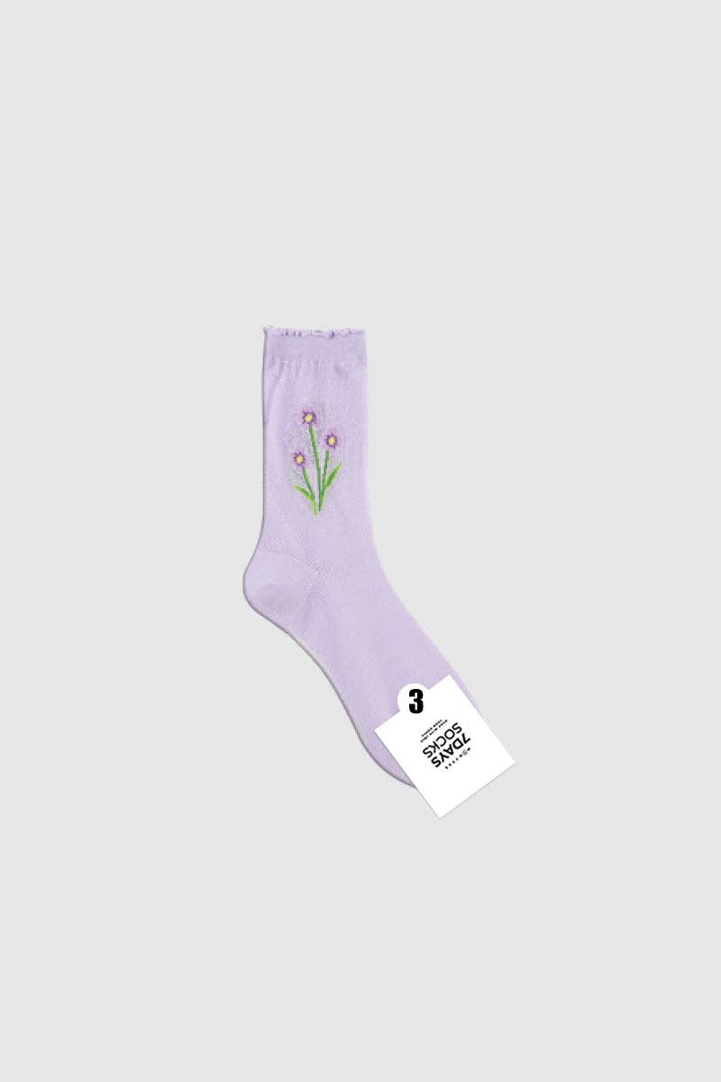 7DAYSSOCKS - Vente Chaussettes – femme - Chaussettes de jour romantiques en maille Crew pour femmes2