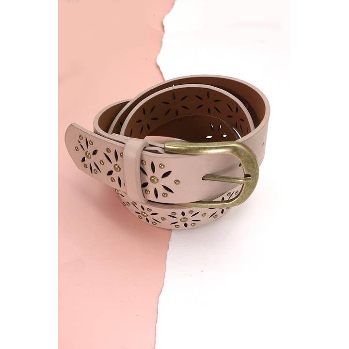 JOSSLYN by wall to wall - Wholesale Belt - Women's - FLOWER CUTOUT CLASSIC BUCKLE BELTS | 40BT615