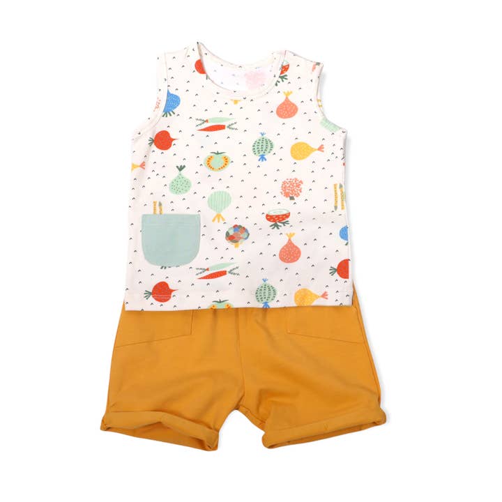 Veggie Baby Playsuit Tee + Shorts Set (Organic Cotton) for wholesale by Viverano Organics