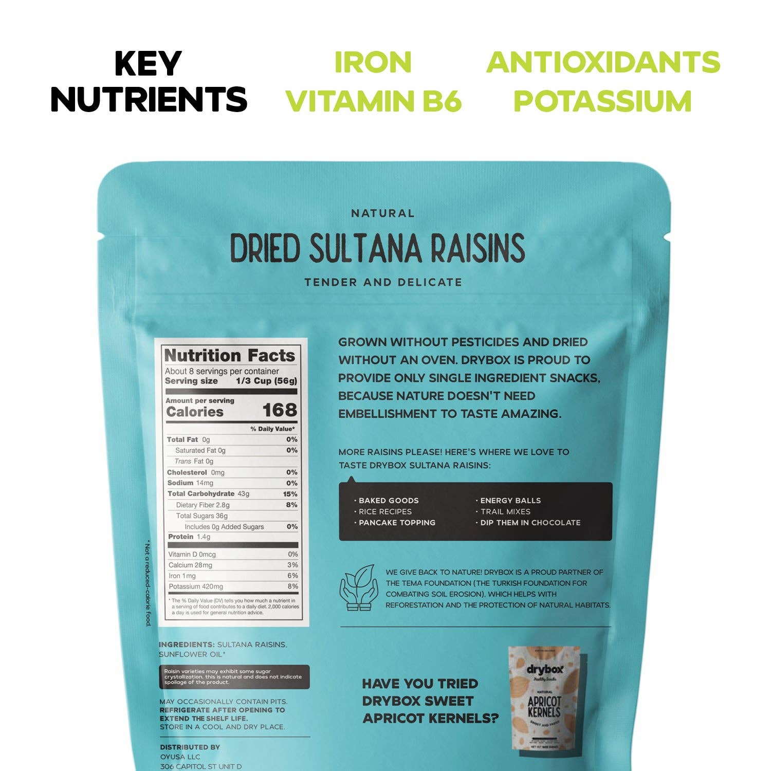 DRYBOX - Vendita all'ingrosso Frutta secca/disidratata - Uvetta sultanina essiccata Drybox, 1 kg x 3 confezioni sfuse7