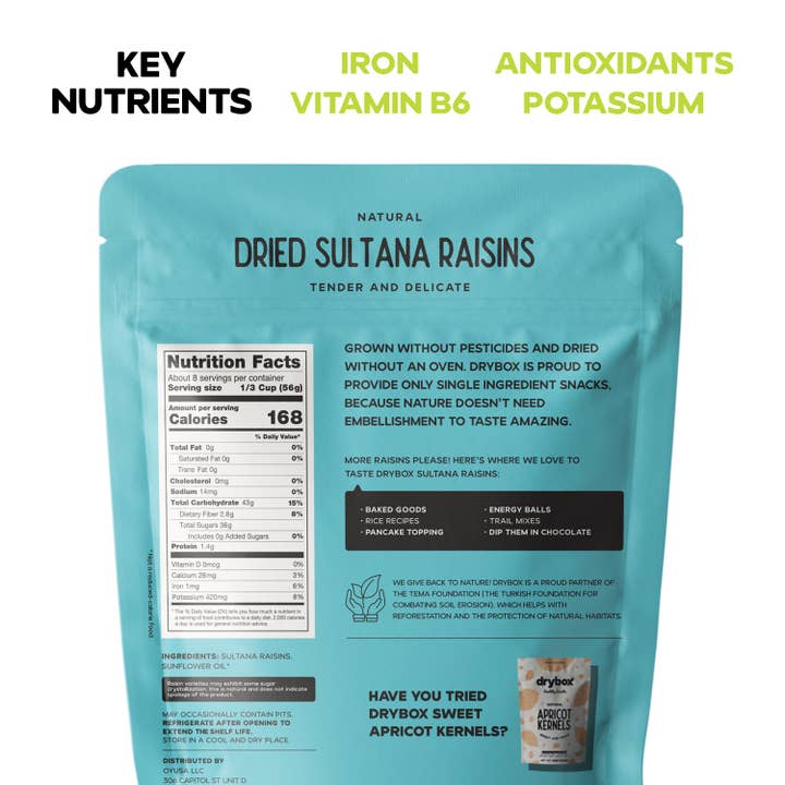 DRYBOX - Vendita all'ingrosso Frutta secca/disidratata - Uvetta sultanina essiccata Drybox, 1 kg x 3 confezioni sfuse7