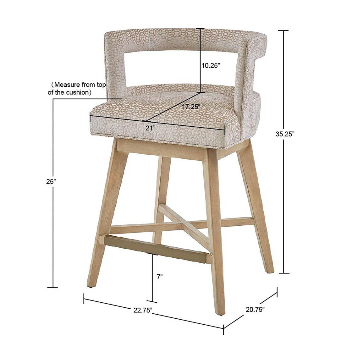 Olliix - Wholesale Stool - Distressed Upholstery Counter Stool, Cream9