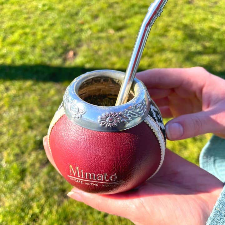 MI MATE - Wholesale Drinking Glass/Cup - Traditional faux leather gourd + bombilla1