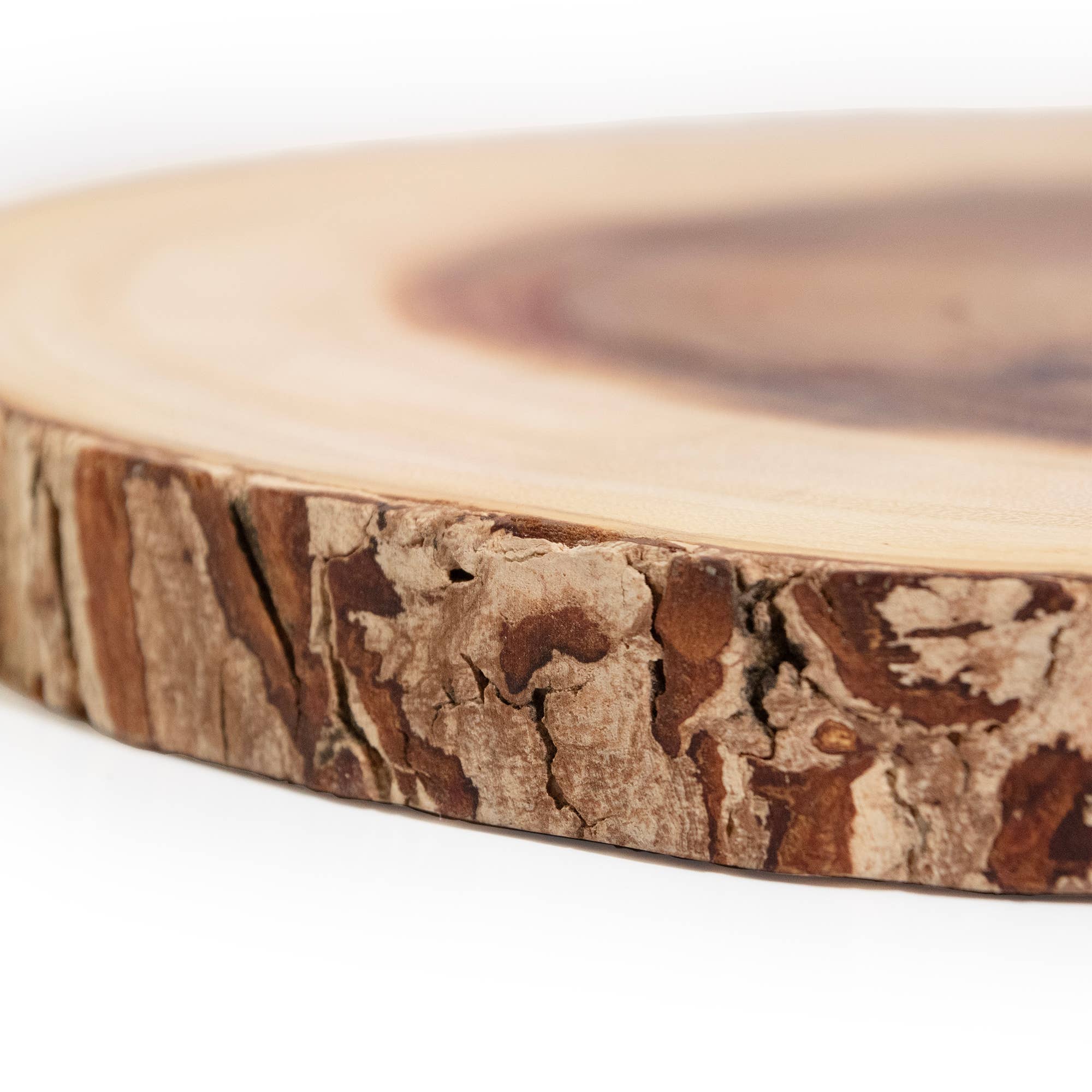 Andaluca - Wholesale Cheese Board - Bark Edge Round Teak Slice Charcuterie Board: 10-12"5