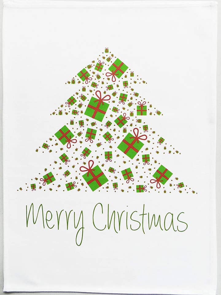 Merry Christmas Tree Cotton Tea Towel 1 for wholesale by Half a Donkey