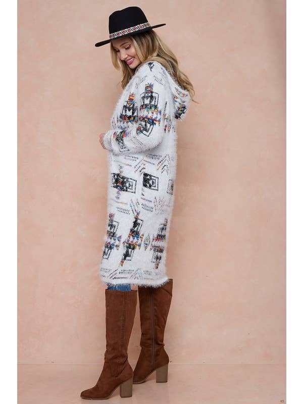 Aztec Rainbow Jacquard Long Sleeve Cardigan for wholesale on Faire