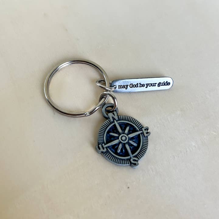Abbey & CA Gift - Wholesale Keychain - Unisex - May God Be Your Guide Compass Key Ring