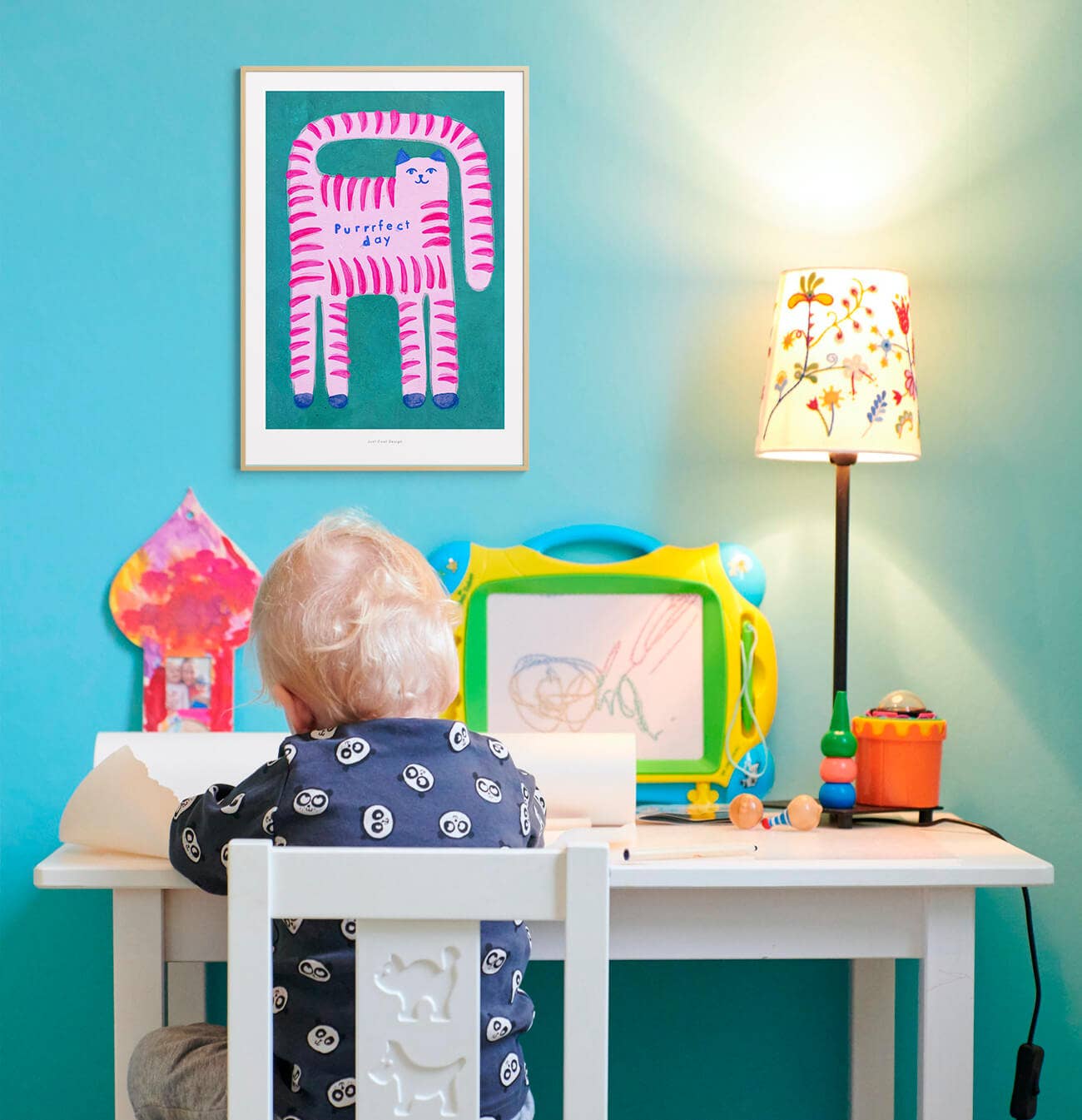 Just Cool Design - Wholesale Art Print - Purrrfect Day | A4–A3 Cute Pink Cat Art Print1