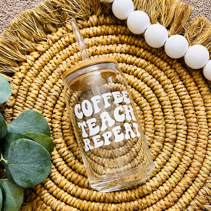 Teacher Iced Coffee Glass | Teacher Beer Can Glass | GLASS ONLY for wholesale by KuriArt Designs