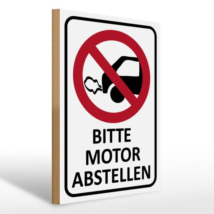 Femer - Wholesale Sign - Wooden sign note 30x40 cm Please turn off the engine wooden decorative sign