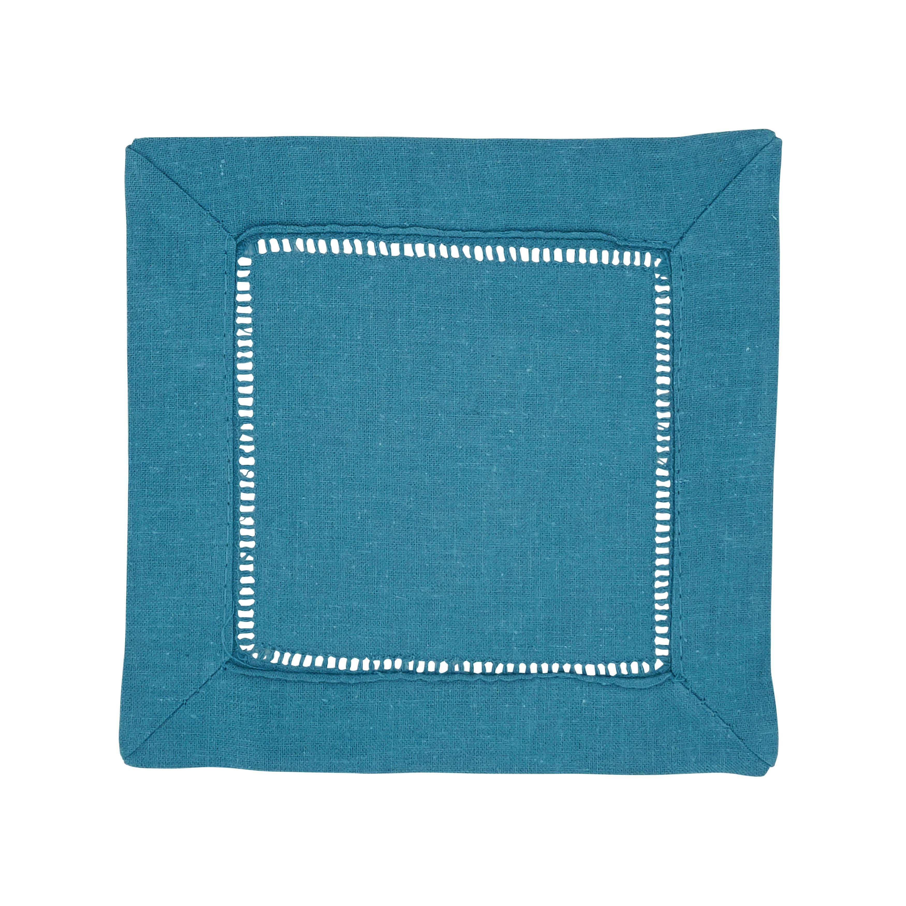 Saro Lifestyle - Wholesale Dinner & Cloth Napkin - Linen Blend Hemstitched Cocktail Napkin4