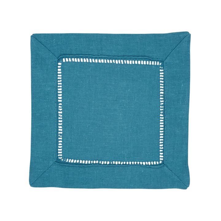 Saro Lifestyle - Wholesale Dinner & Cloth Napkin - Linen Blend Hemstitched Cocktail Napkin4
