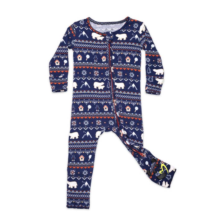 Bellabu Bear - Wholesale Sleepsuit - Baby - Polar Isle Blue Bamboo Convertible Footie