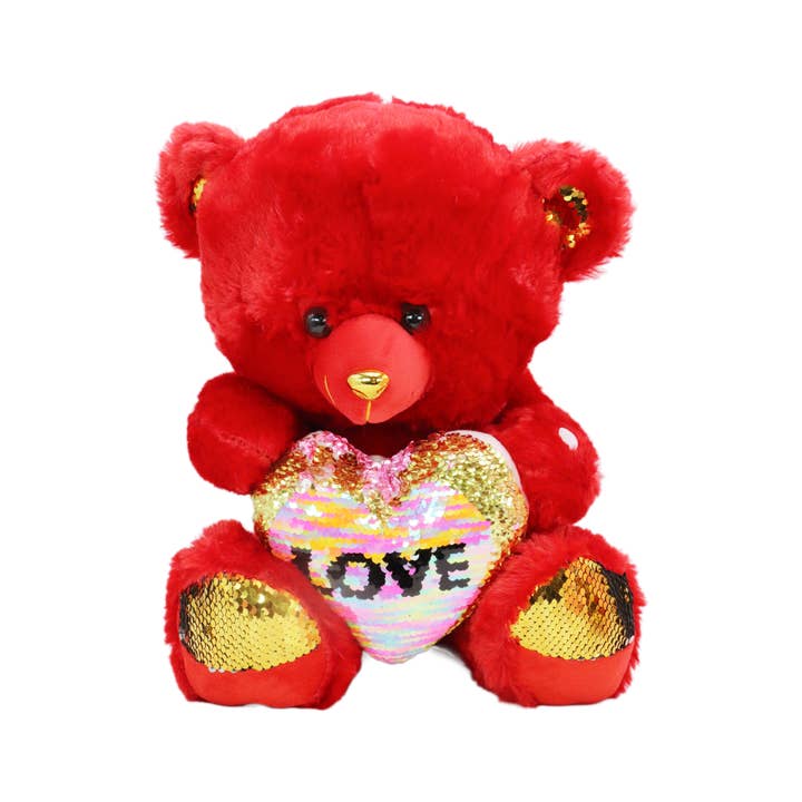 Cap Zone - Vente Peluche – enfant et bébé - Ours en peluche à sequins avec musique et LED - 38 cm2