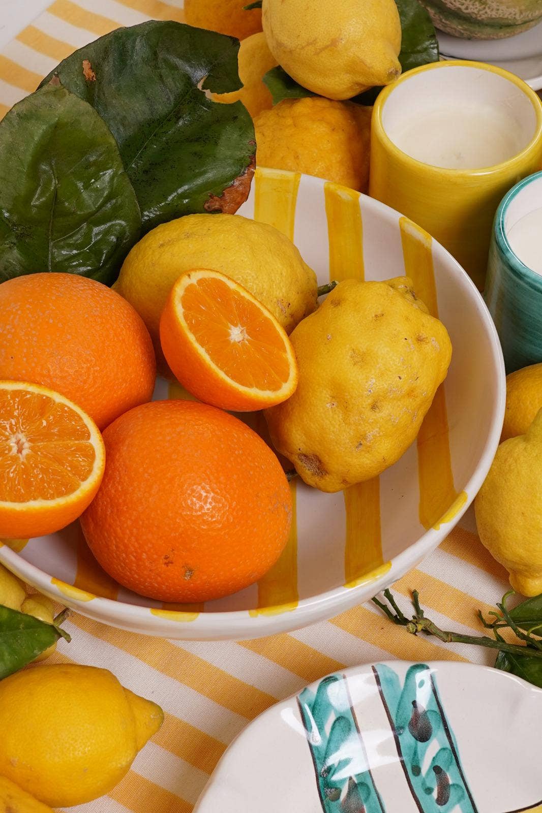 Blue Positano Bowl Yellow Stripes  for wholesale on Faire2