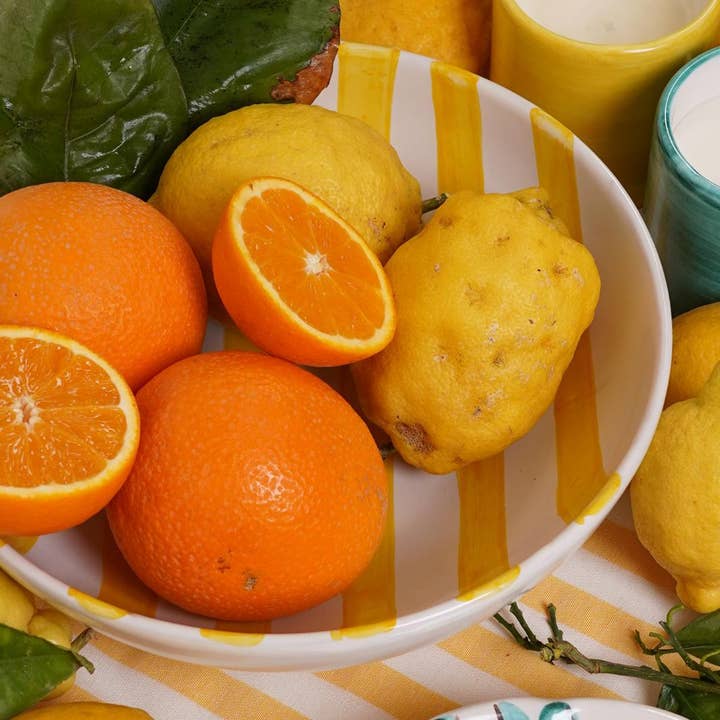 Blue Positano Bowl Yellow Stripes for wholesale on Faire2