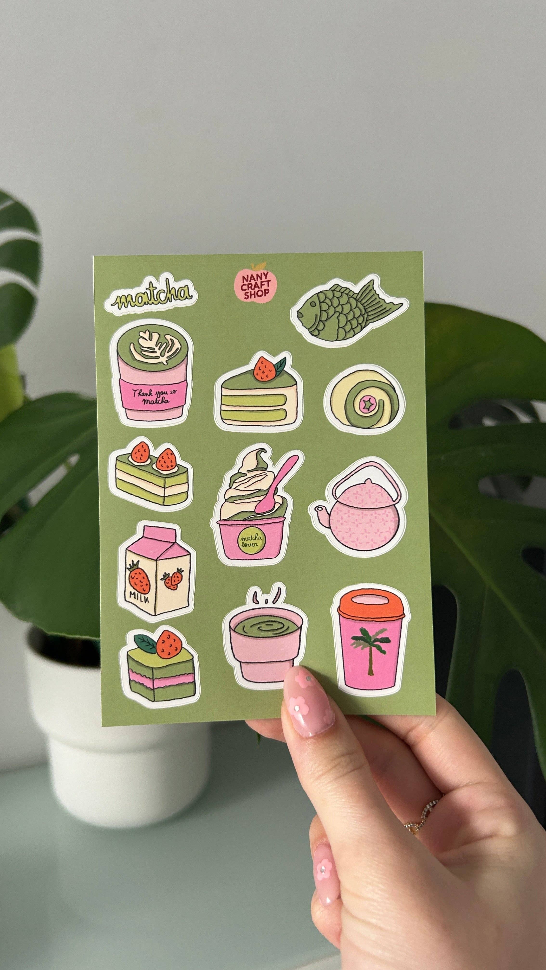 Nany Craft Shop - Venta al por mayor Pegatina - Plancha de pegatinas matcha A6 🍵4