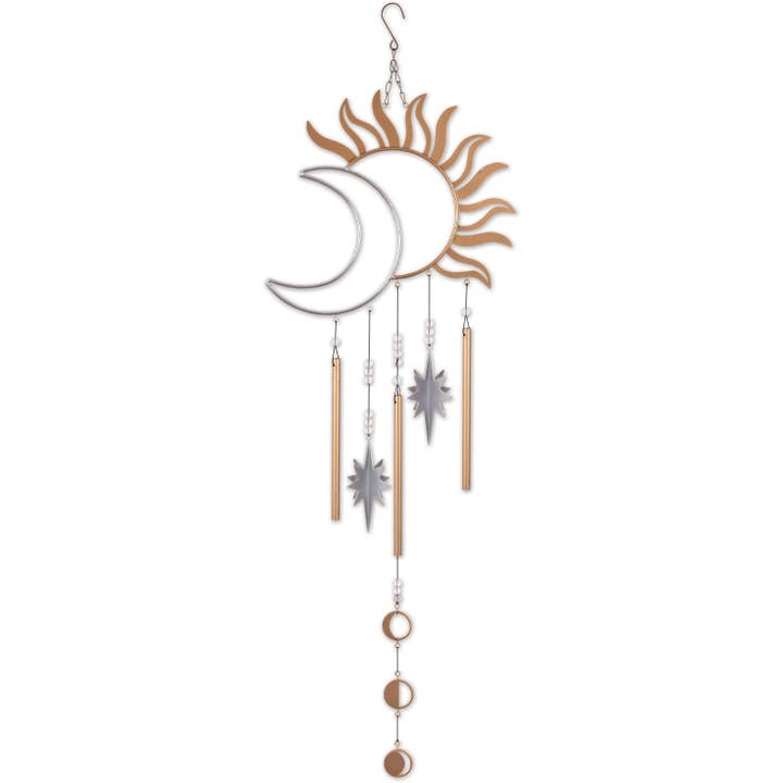 Sunset Vista Designs - Wholesale Wind Chime - Celestial Eclipse Sun & Moon Spring Garden Decor - 94785