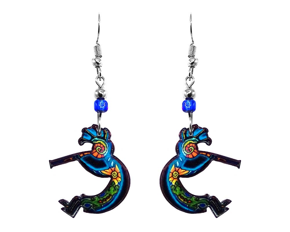 Pichincha - Wholesale Dangle Earrings - Acrylic Kokopelli Southwestern Native Deity Dangle Earrings7