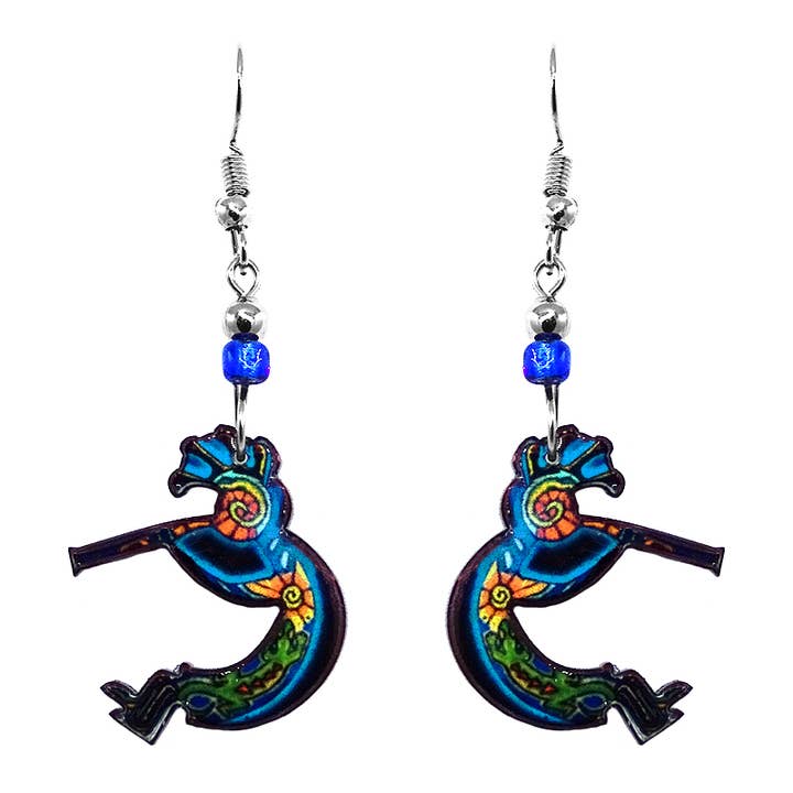 Pichincha - Wholesale Dangle Earrings - Acrylic Kokopelli Southwestern Native Deity Dangle Earrings7