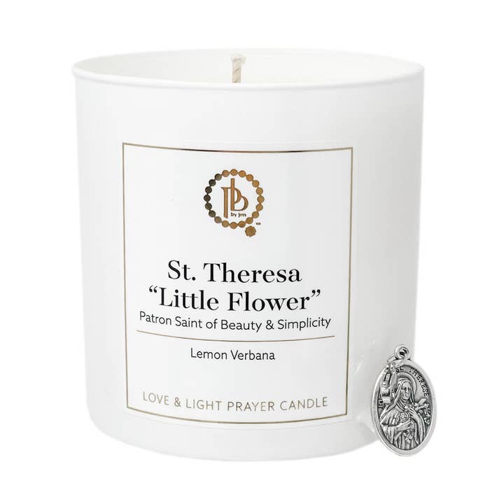 Love & Light Prayer Candle - St. Theresa " Little Flower" for wholesale by PowerBeads by jen