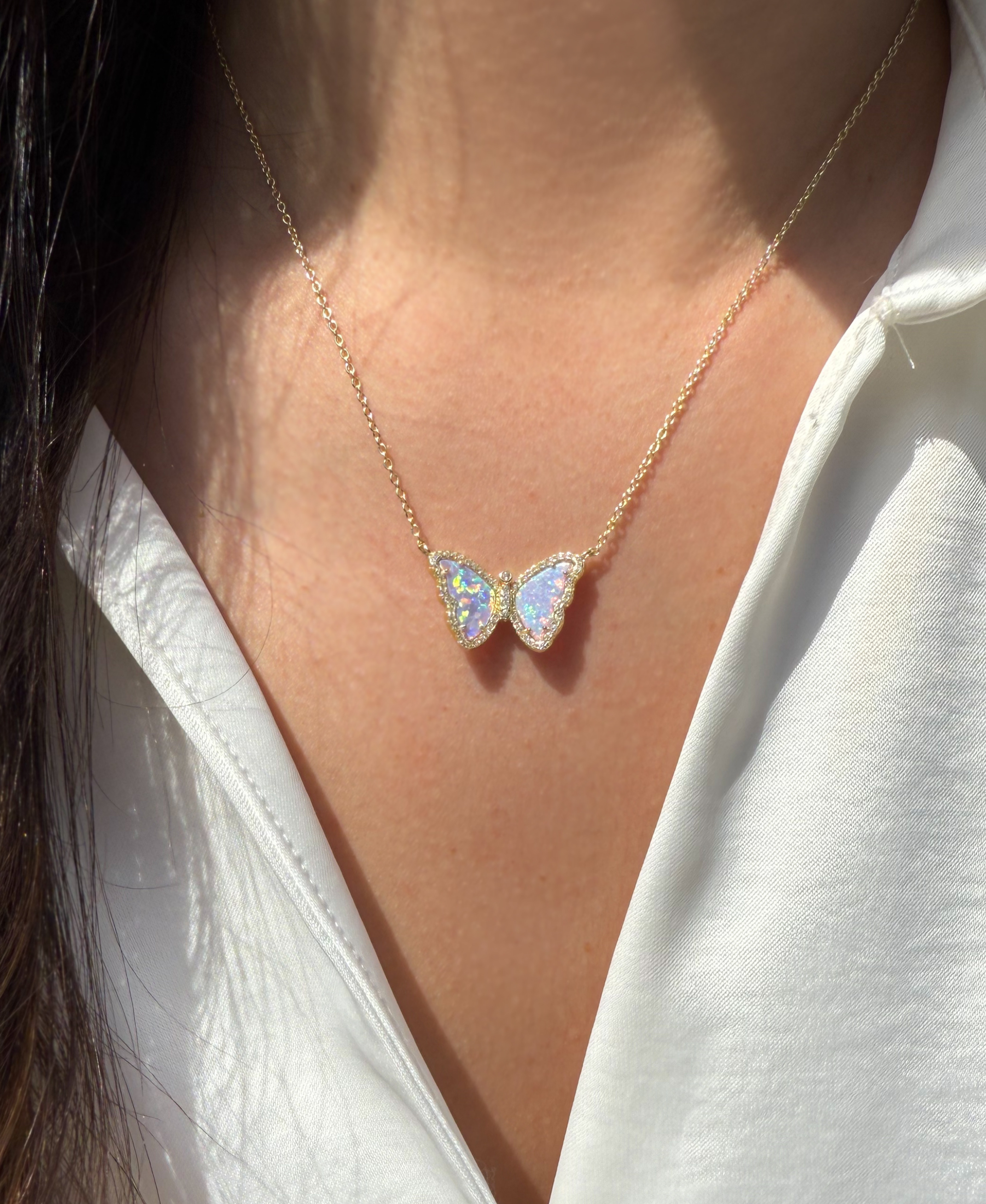 Kamaria Jewelry - Wholesale Pendant/Charm Necklace - Opal Butterfly Necklace With Crystals54