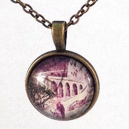 1960 Collar Garganta de Kherrata - Sello francés - Joyería con sello postal - Collar de sello postal vintage - Bronce antiguo - para venta al por mayor de Postage Stamp Jewelry