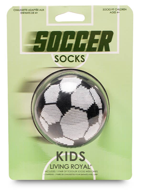 Living Royal - Wholesale Socks - Kids - 3D Packaged Crew Socks - Kids - Soccer Ball - Black