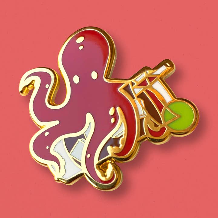 Octopus x Dark n' Stormy Pin for wholesale by Cocktail Critters