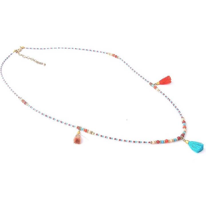 Extra Long Minimalist Beaded Tassel Necklace - 32 Inches for wholesale by Betty Botanica