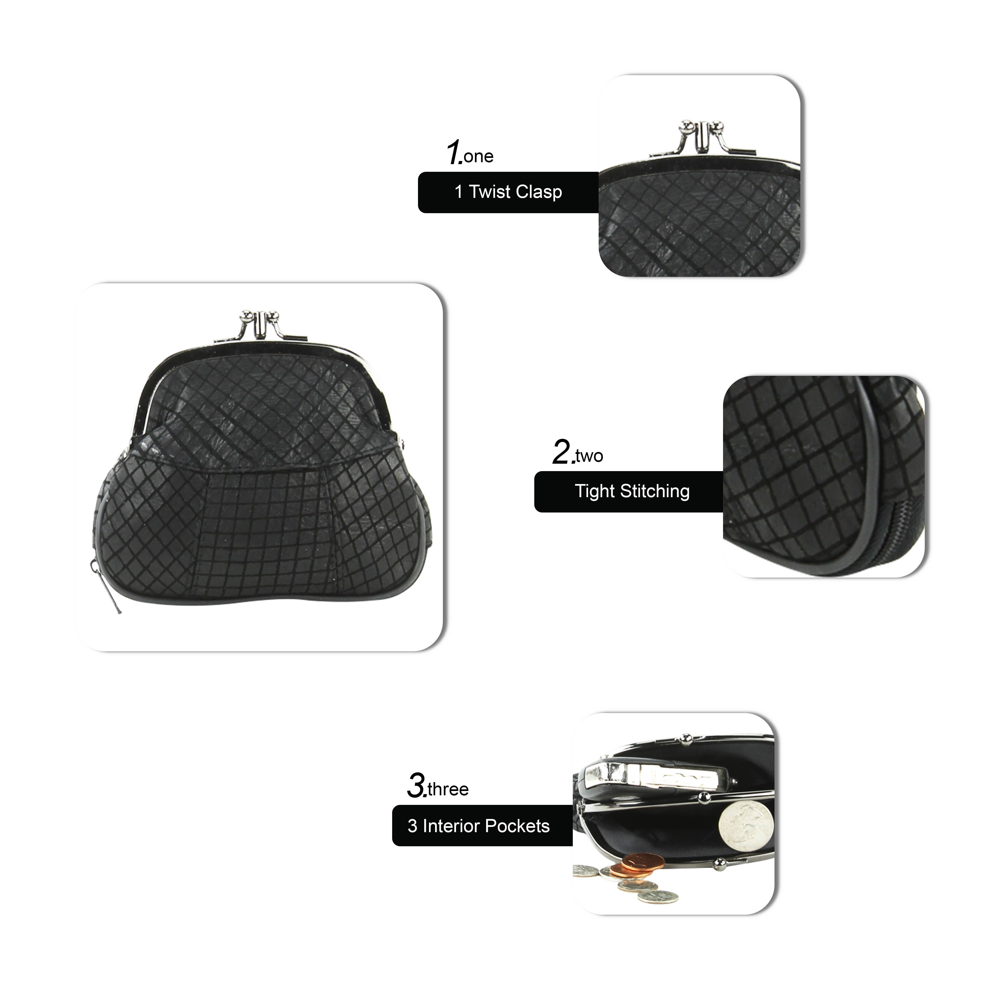 Leather Impressions Inc - Vendita all'ingrosso Portamonete - Donna - Portamonete con cornice in pelle di agnello stile vintage7