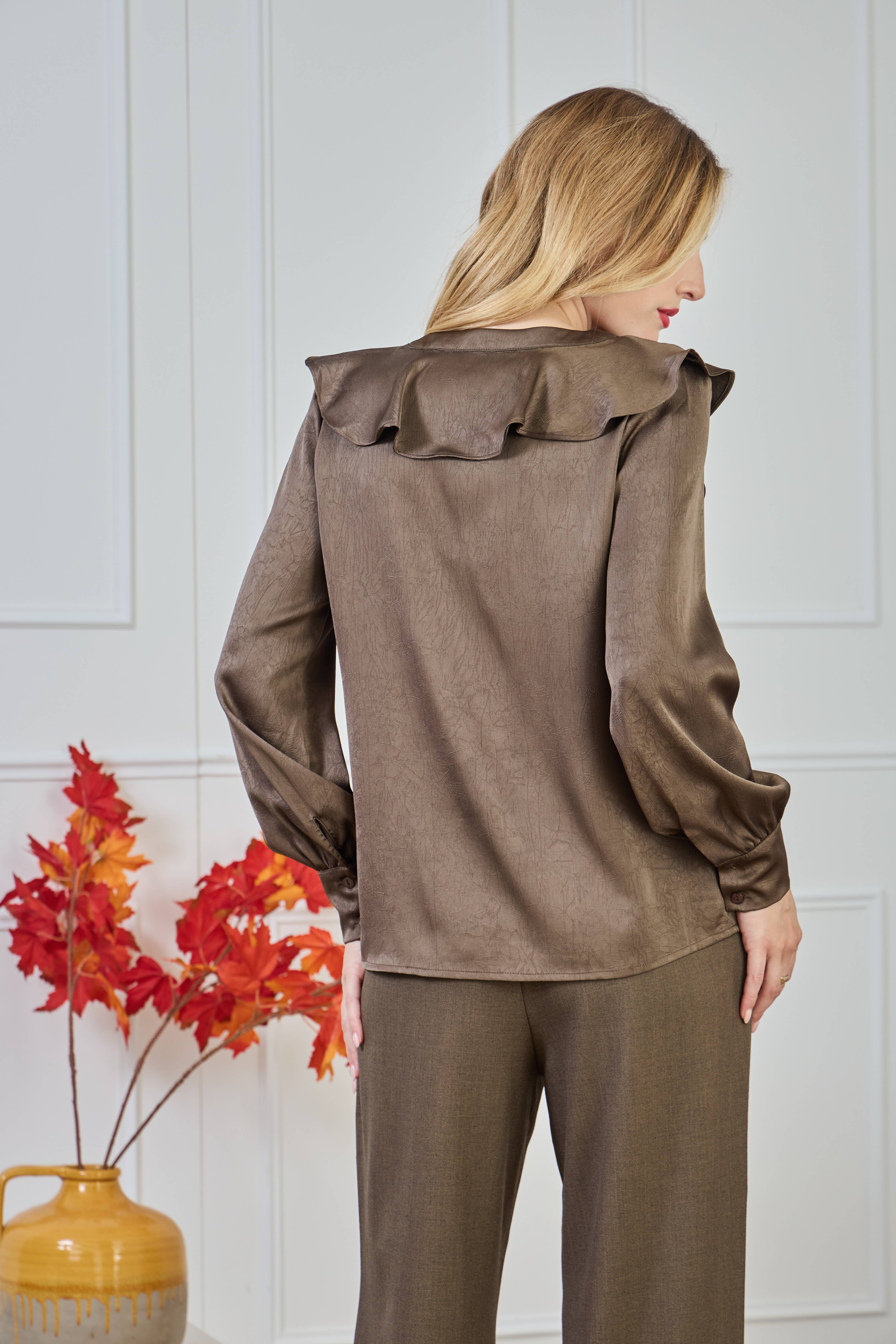 LULUMARY - Wholesale Button Down Shirt - Women's - Ruffled blouse CH35623