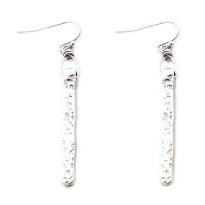 Silver Hammered Bar Dangling Earrings for wholesale by Western Express