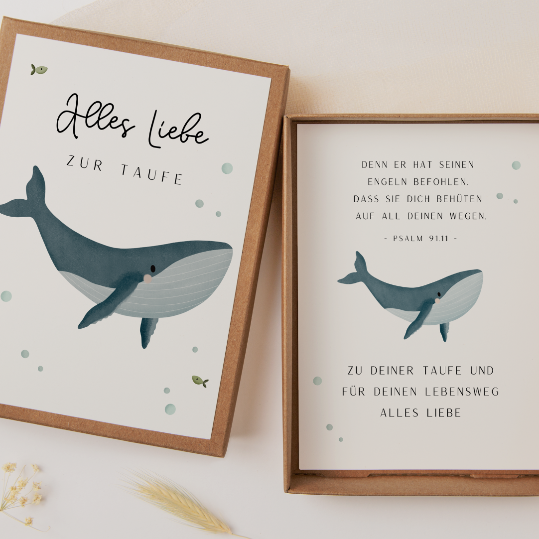 Tilda&Theo - Wholesale Gift Box - Christening Whale Gift Box - Grass Paper Money Gift Box4