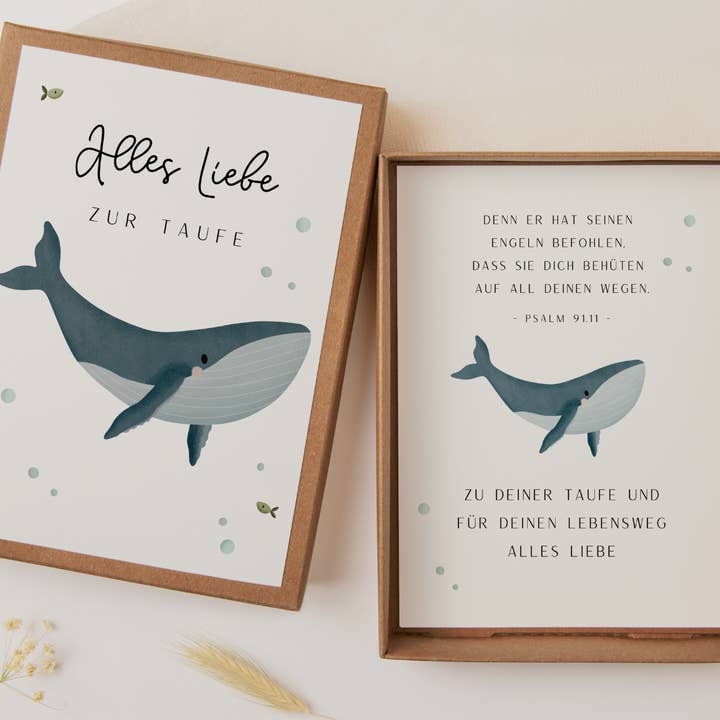 Tilda&Theo - Wholesale Gift Box - Christening Whale Gift Box - Grass Paper Money Gift Box4