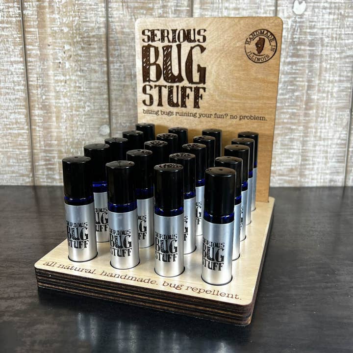 Serious Lip Balm - Wholesale Retailer Display - Beauty & Wellness - Bug Stuff Roller Bottle Shelf Counter Display