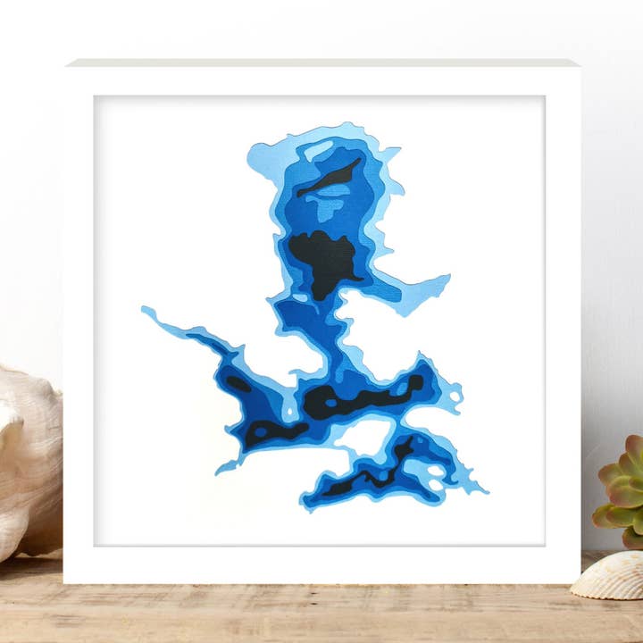 Bathymetrische kaart van Redstone Lake Paper voor wholesale door Cardtography