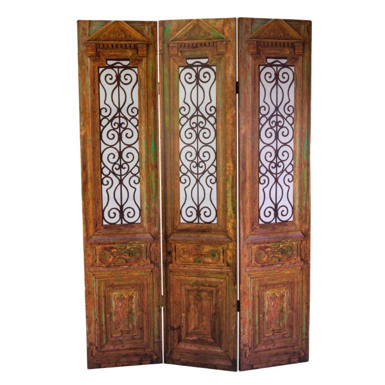 brown Three-Panel Window Print Screen CM120,6x2,5h180 for wholesale on Faire1