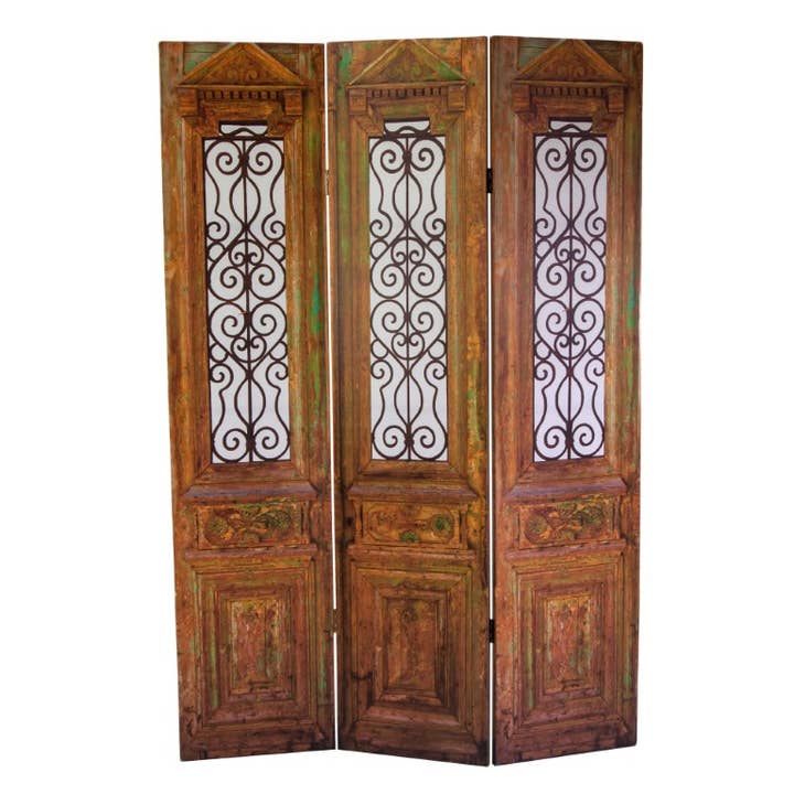 brown Three-Panel Window Print Screen CM120,6x2,5h180 for wholesale on Faire1